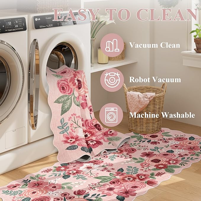 DUKINO 2x6 Runner Rug, Floral Washable Rug - Image 6