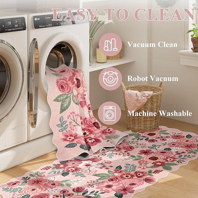 DUKINO 3x10 Runner Rug, Non Slip Floral Washable Rug - Image 6