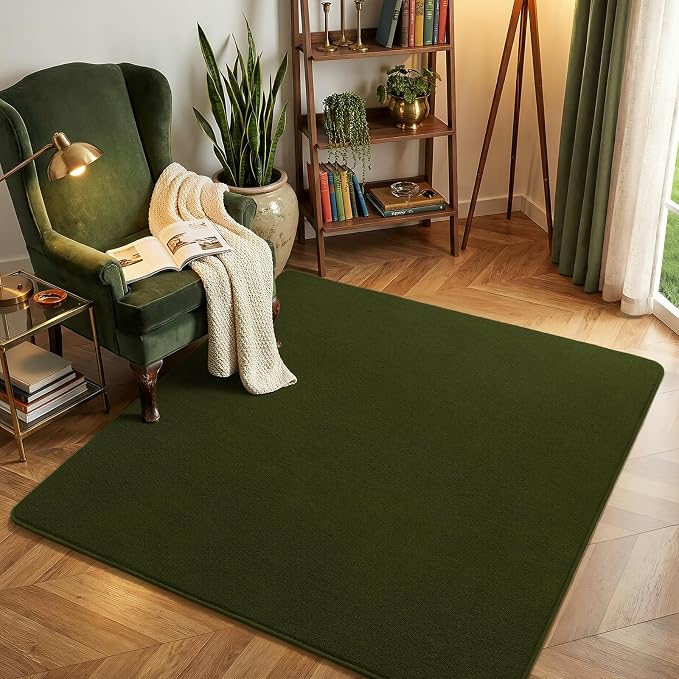 Amearea 5x5 Square Area Rugs for Bedroom Living Room, Olive Green Thickened by AmeareaDirect