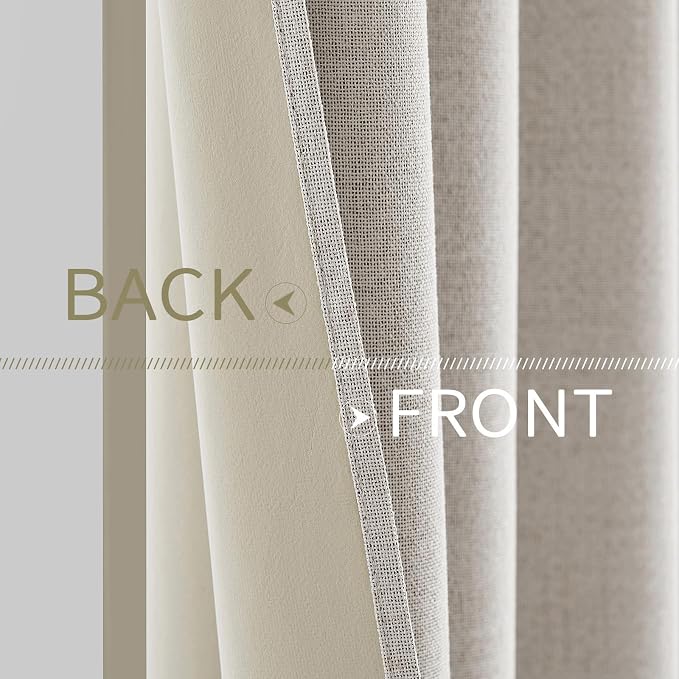 MIULEE Linen Textured Curtains Solid 100% Blackout - Image 6