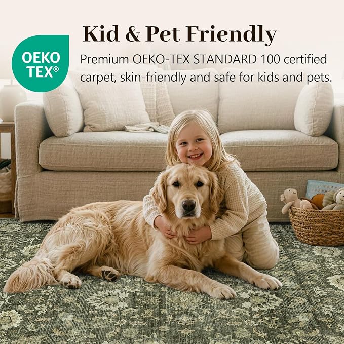 5x7 Ft Area Rugs for Living Room, Soft Non-Slip Machine Washable Rug, Vintage - Image 6