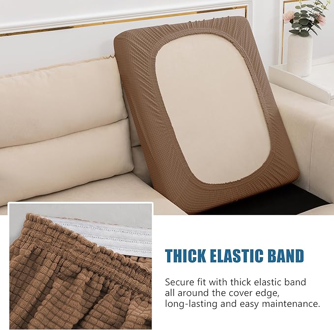Water Resistant Couch Cushion Covers, Stretch Sofa Seat Slipcover - Image 4
