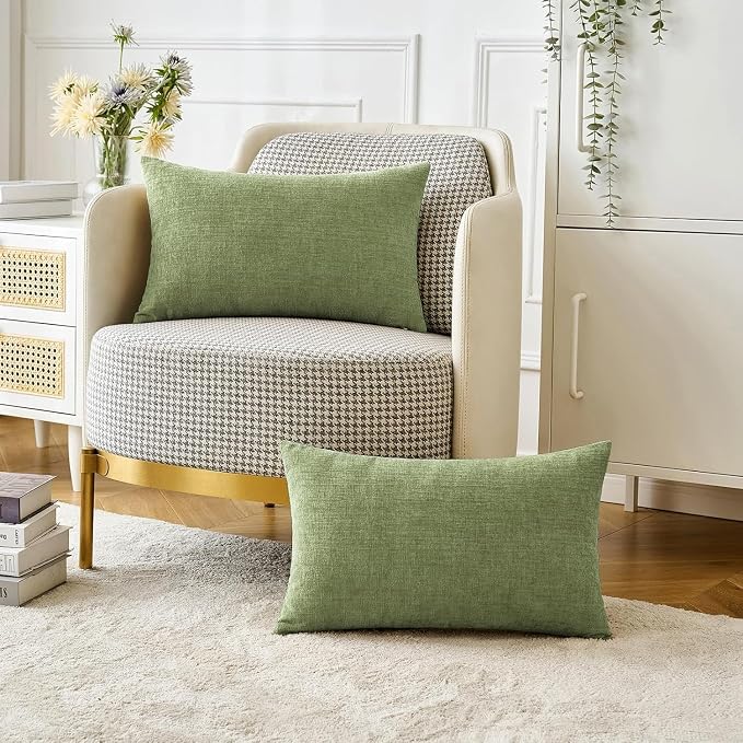 MIULEE Pack of 2 Couch Throw Pillow Covers 14x24 Inch Spring Soft Sage Green - Image 2