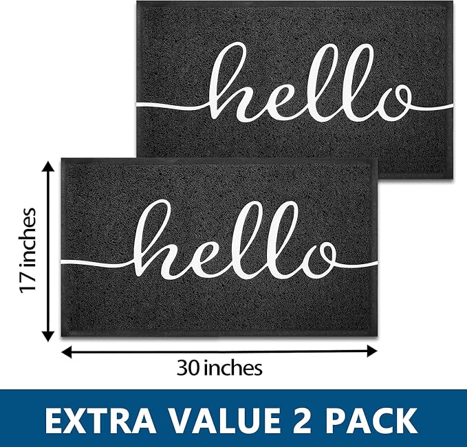 EARTHALL Door Mat 2-Pack Outside Inside Hello Doormat 30"x17.5" Durable Floor - Image 2