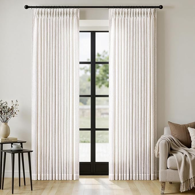 MIULEE Pinch Pleated Thick Linen Curtains 92 Inches Long 2 Panels by MIULEE