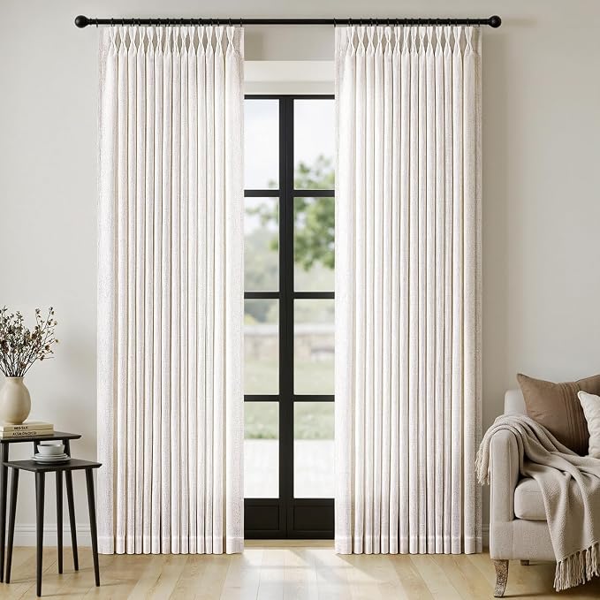 MIULEE Pinch Pleated Thick Linen Curtains 94 Inches Long 2 Panels by MIULEE