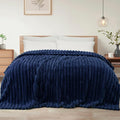 Exclusivo Mezcla Queen Size Flannel Fleece Blanket, Super Soft Striped Jacquard by ExclusivoMezcla