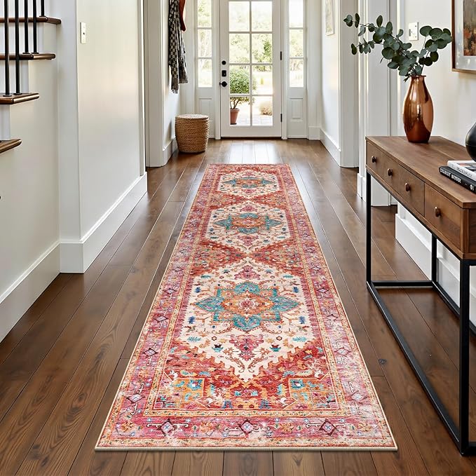 Yamaziot Washable Runner Rug, 2x8 Non-Slip Boho Vintage Hallway Rug Runner by Yamaziot
