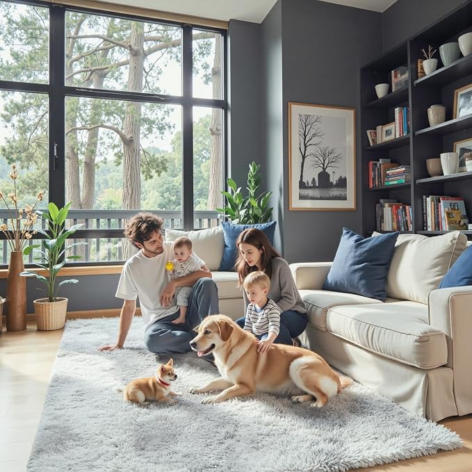 Super Soft Shaggy Area Rugs for Bedroom 4x6 Feet, Shaggy Plush Living Room Shag by Junhejiamei