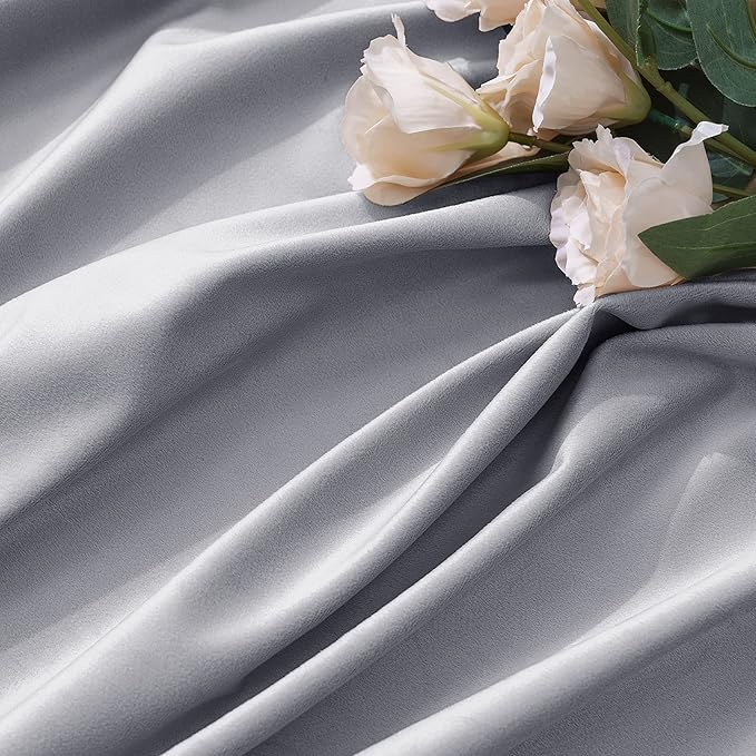 MIULEE Greyish White Velvet Curtains 84 inches 2 Panels - Image 4