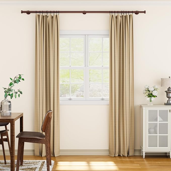YaFex Heavy Duty Curtain Rods 32-90Inch, 1 Inch Adjustable Bronze Curtain Rod - Image 2