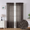 Lecloud Leia Chocolate Brown Sheer Curtains 84 Inches Long 2 Panels, Jacquard by Lecloud