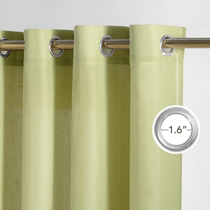 NICETOWN Fresh Green Linen Farmhouse Curtains 96 inches Long, Grommet Thick - Image 2