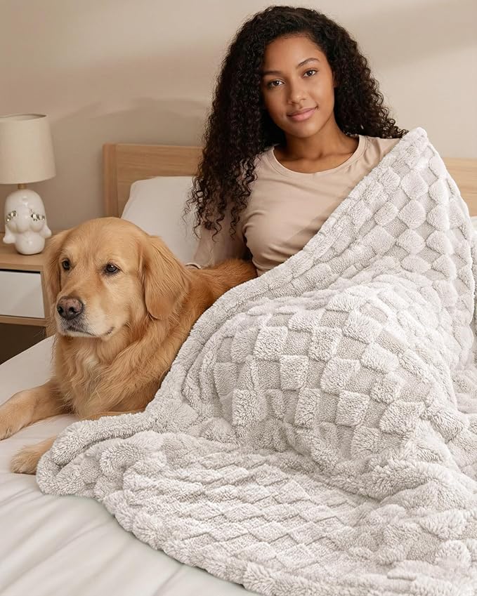 Utopia Bedding Linen Checkered Fleece Throw Blanket - Image 3
