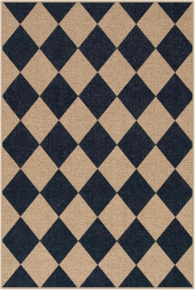 Lahome Colette Checkered Easy Jute Kitchen Rug, 2x3 Front Door Mat Non Slip - Image 7