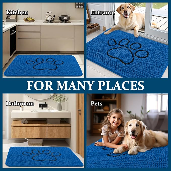 OLANLY Dog Door Mat for Muddy Paws 36x24, Paw Print Design, Absorbs Moisture - Image 8