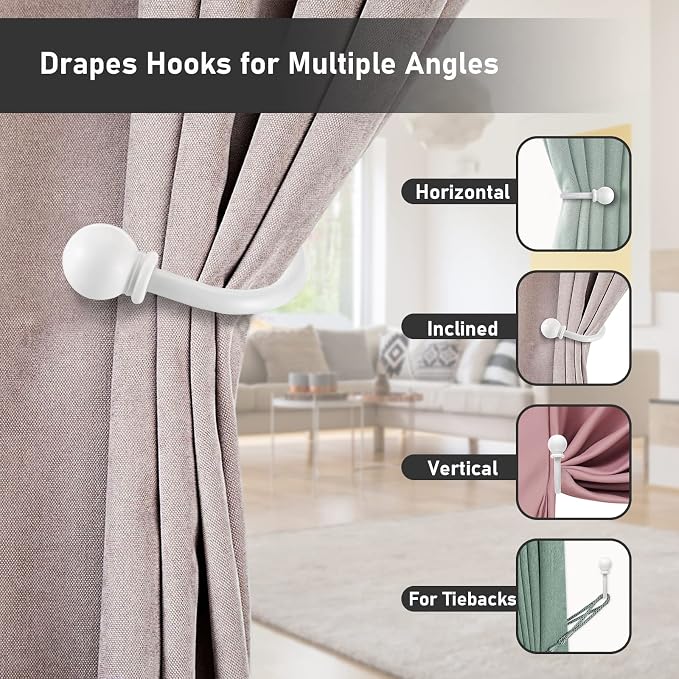 Sumnacon Set of 2 Decorative Curtain Holdbacks, Wall Mounted Aluminum Alloy - Image 7