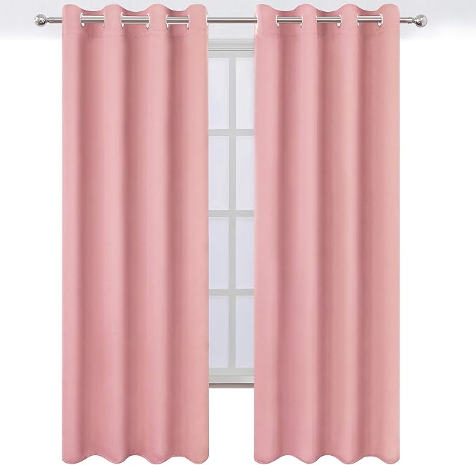 LEMOMO Blackout Curtains 66 x 84 inch/Pink Curtains Set of 2 Panels/Thermal - Image 2