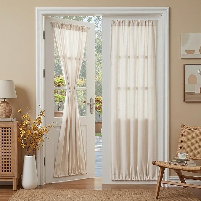 MYSKY HOME Linen French Door Curtains by MYSKYHOME