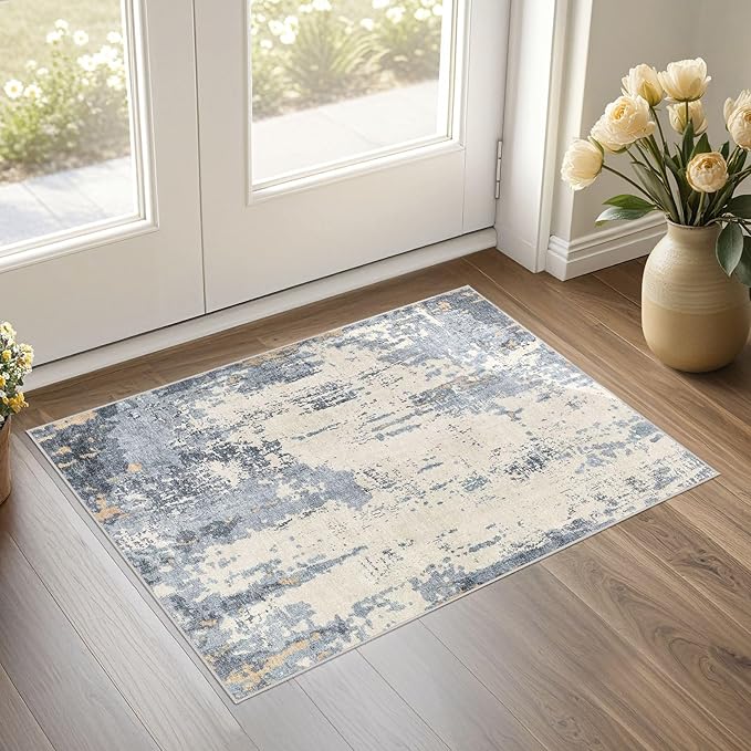 UERMEI 2x3 Entryway Area Rug: Washable Neutral Modern Abstract Small Rug by UERMEI