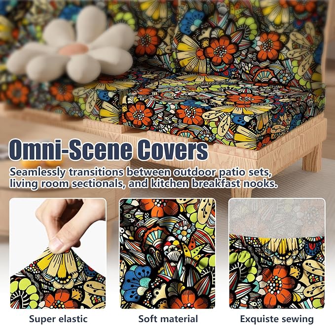 8Pcs Stretch Patio Cushion Covers, Outdoor Couch & Sofa Replacement Slipcovers - Image 4