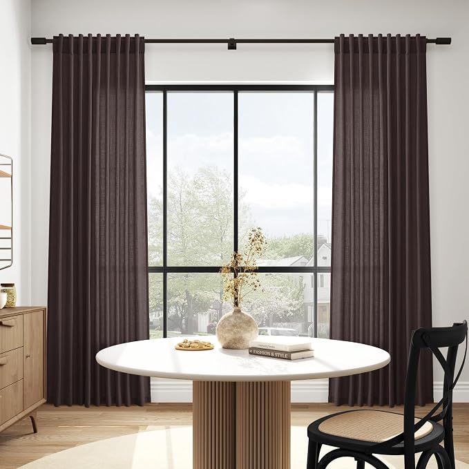 Cocoa Coffee Linen Curtains 90 Inch Long 2 Panels Set - Image 6