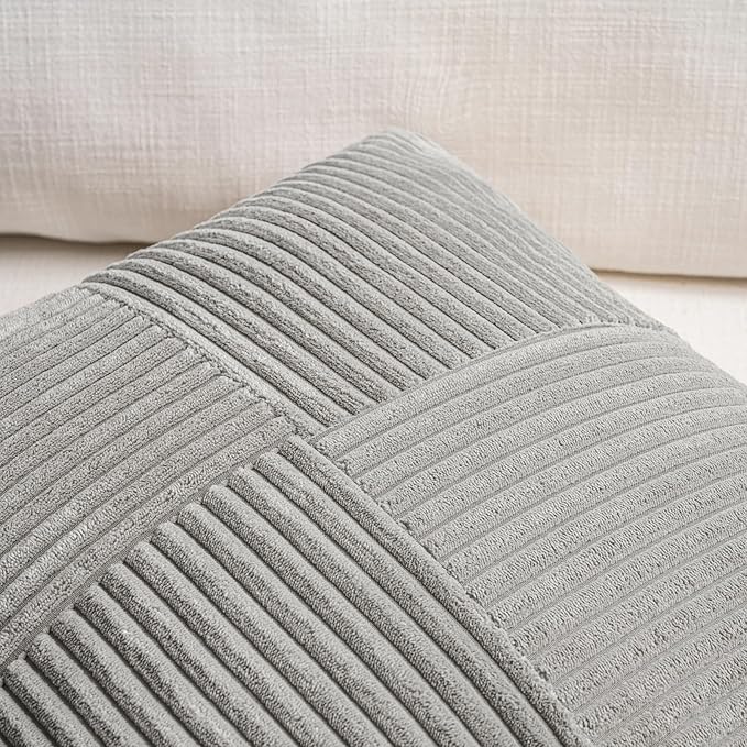 Fancy Homi 2 Packs Grey Lumbar Decorative Throw Pillow Covers 16x32 Inch - Image 3