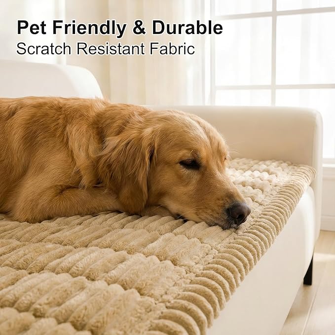 Smiry Couch Cover for Dogs Washable, Non Slip Fuzzy Pet Couch Covers for 3 - Image 3