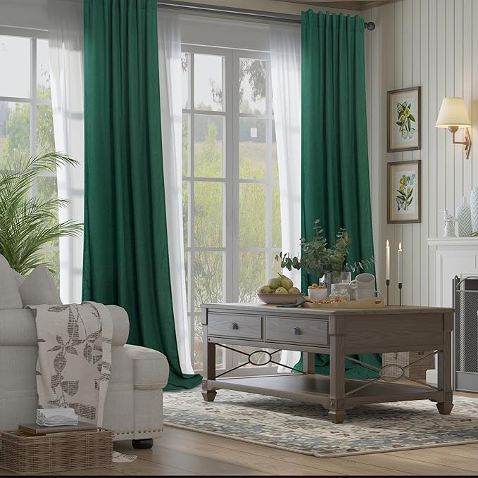 Dark Green Curtains 84 Inch Length - Image 2