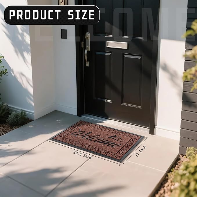 Yimobra Welcome Front Door Mat, Heavy Duty Easy Clean Doormat Indoor Outdoor - Image 2