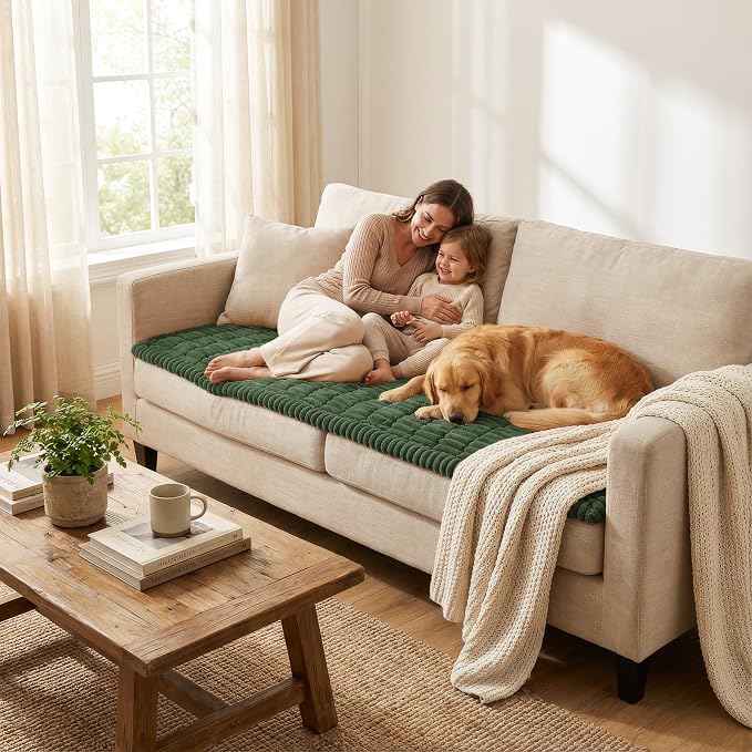 Smiry Couch Cover for Dogs Washable, Non Slip Fuzzy Pet Couch Covers for 3 - Image 5