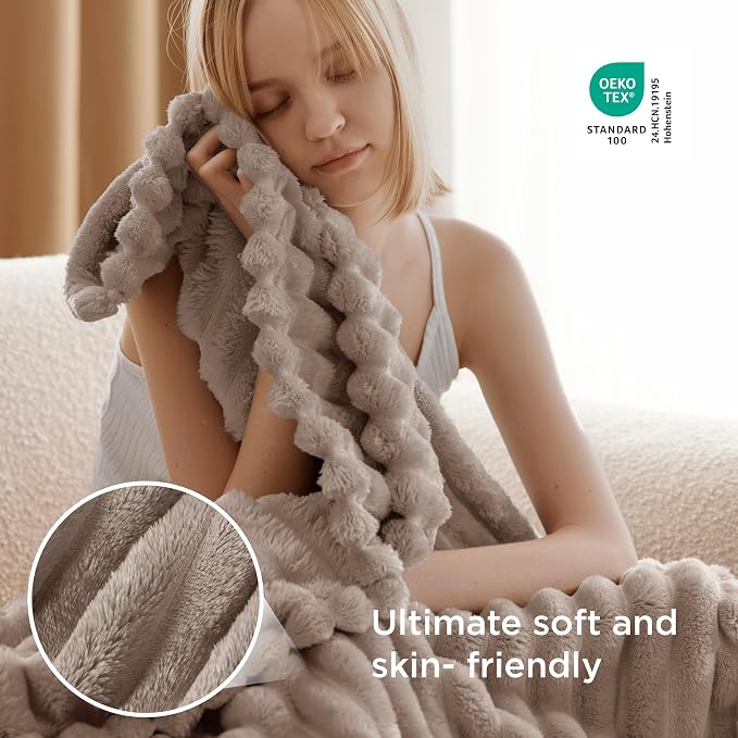 Bedsure GentleSoft Light Brown Fleece Blanket - Image 4