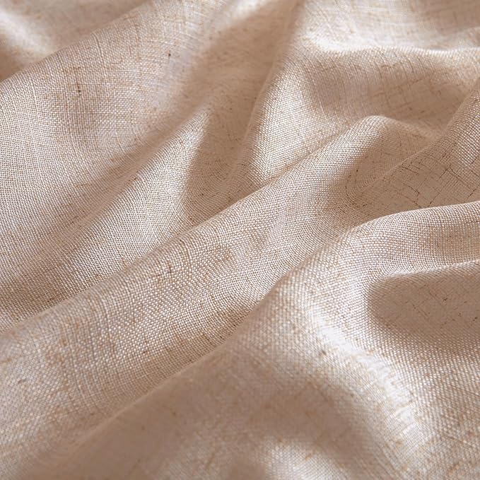 MIULEE Natural Beige Linen Curtains 54 Inch Length 2 Panels - Image 4