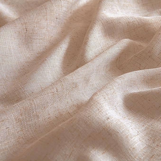 MIULEE Natural Beige Linen Curtains 96 Inches Long 2 Panels - Image 4