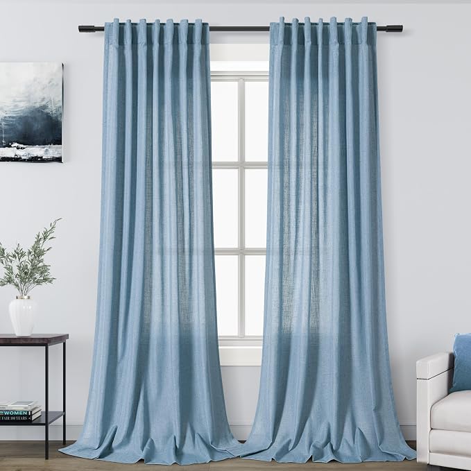 Nanspring Blue Curtains 144 Inches Long 2 Panels by Nanspring