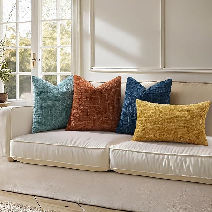 decorUhome Summer Teal Chenille Euro Sham Throw Pillow Covers 22x22 Set of 2 - Image 7
