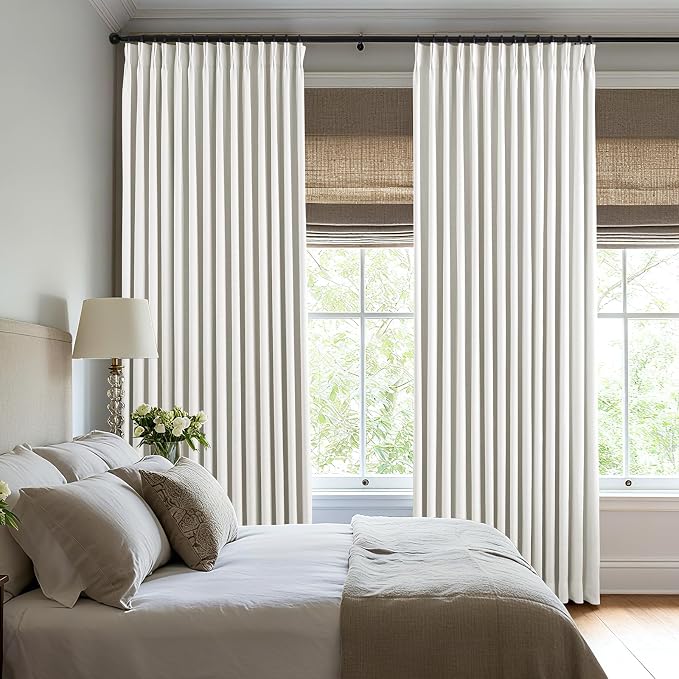 AUSSPVOCT Pinch Pleated 95 Inch Linen Curtains 100% Blackout - Image 4