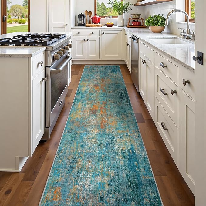 Washable Area Rugs 2'x10' Non-Slip Modern Abstract Soft - Image 2
