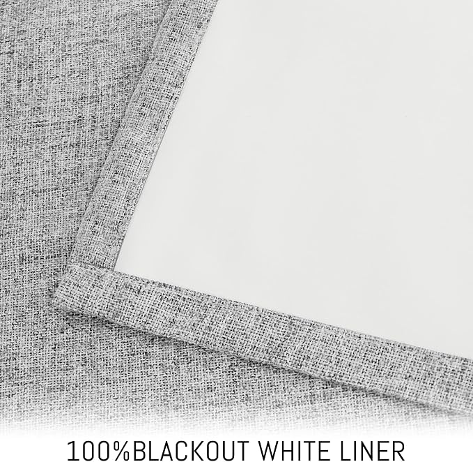 Yakamok Dove Grey Linen Curtains 100% Blackout 90 Inches Long, Room Darkening - Image 3
