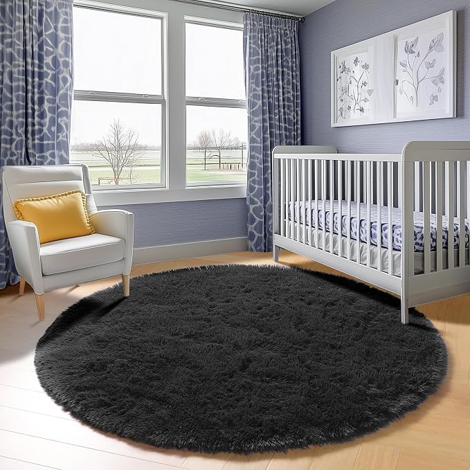 ONASAR Black Round Area Rugs 6ft, Ultra Soft Bedroom Circle Rug - Image 9