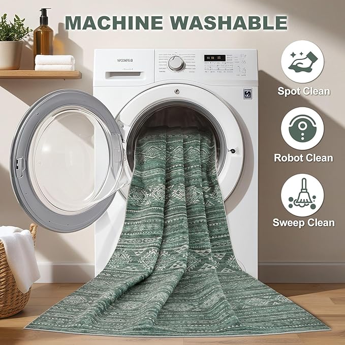 Nakagishi 8X10 Area Rugs Living Room: Washable Boho Large Neutral Modern Soft - Image 2