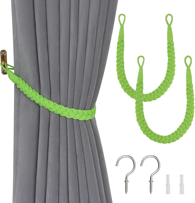 NICEEC 2 Pack Natural Cotton Rope Curtain Tiebacks Elegant Boho Style by NICEEC