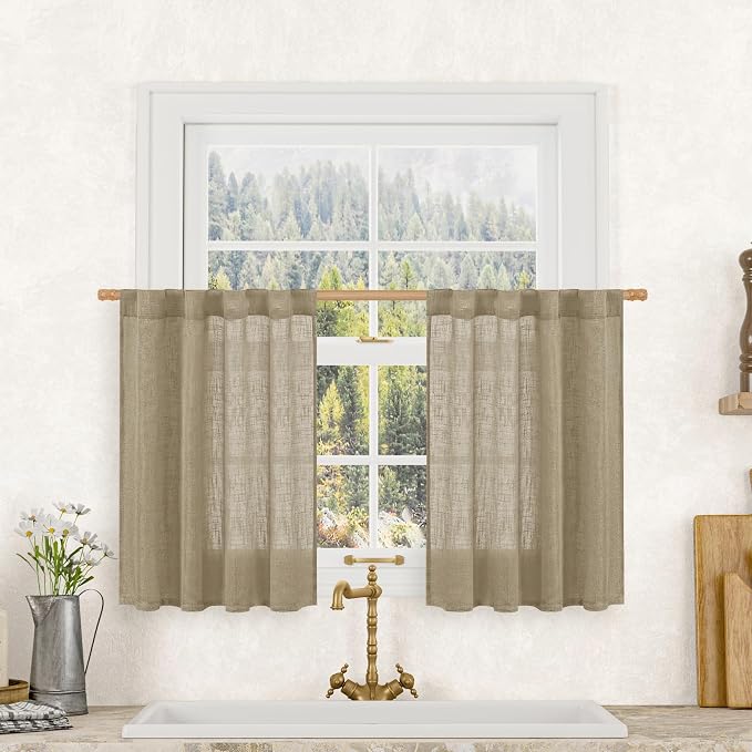LAMIT Short Linen Curtains 30 Inch Length by LAMIT