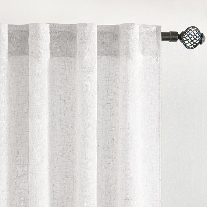 MIULEE White Curtains 36 Inch Length 2 Panels, Soft Thick Linen Textured Semi - Image 4