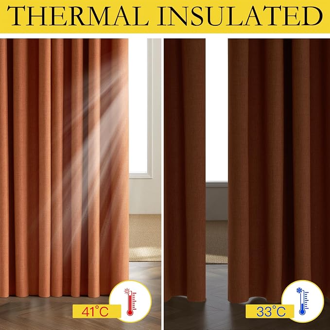 NICETOWN 100% Absolutely Blackout Linen Curtains - Image 3