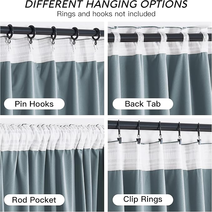 RYB HOME Stone Blue Velvet Curtains 72 inches - Image 4