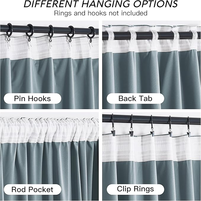 RYB HOME Stone Blue Velvet Curtains 84 inches - Image 4