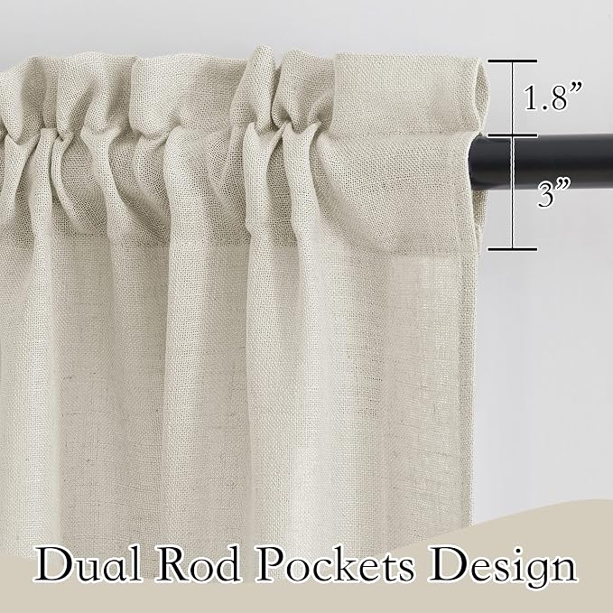 RYB HOME Sheer Valances Window Topper Curtains Linen Textured Sheer Curtains - Image 2