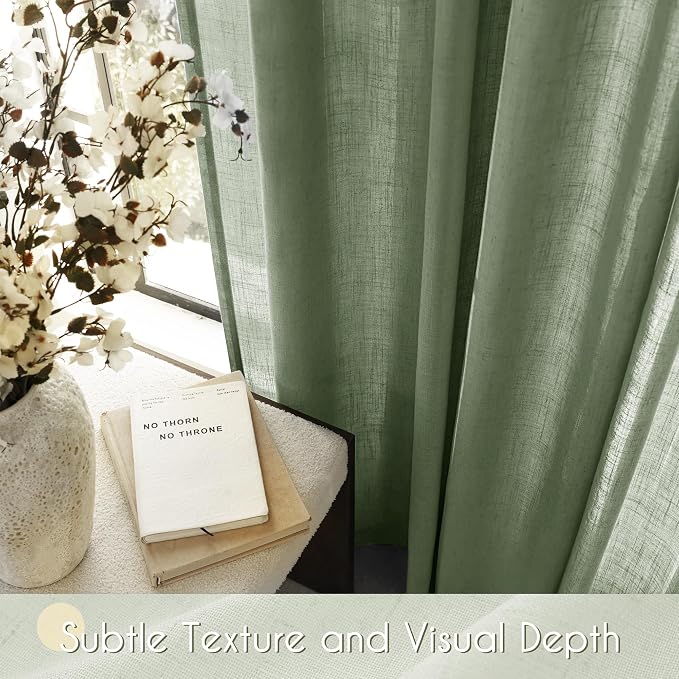 Olive Green Curtains 84 inch Length 2 Panels - Image 3