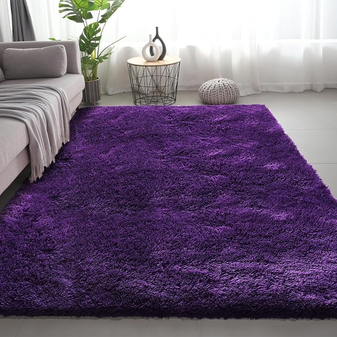 Shag Area Rugs for Bedroom Living Room, 8X10 Ultra Soft Purple Fluffy Area Rugs - Image 8